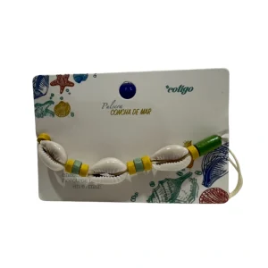 Pulsera de caracoles verde y amarillo