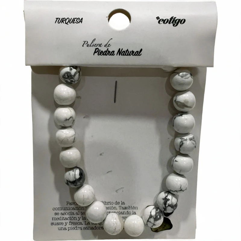 pulsera de piedra natural turquesa blanca en su caja